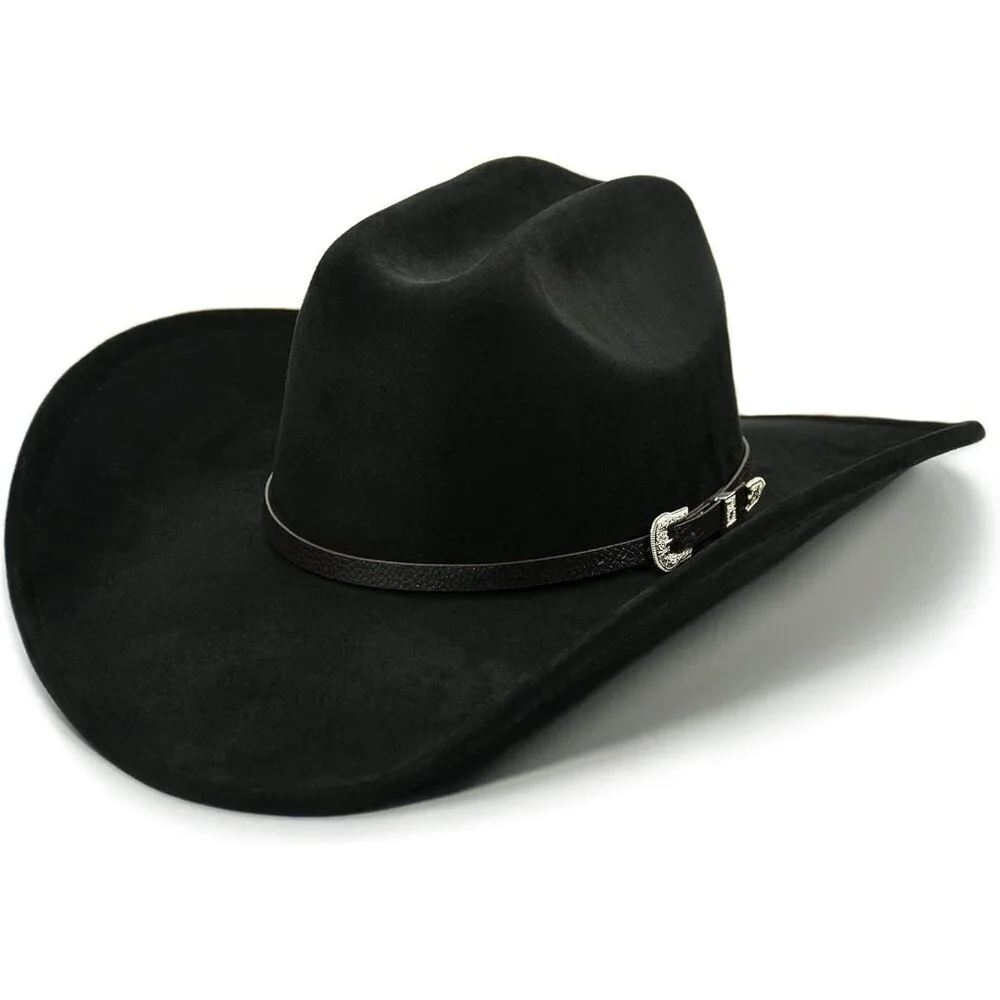 🆕 Women Raven Black Cowgirl Shape Able Wide Brim Felt Cattleman Western Hats